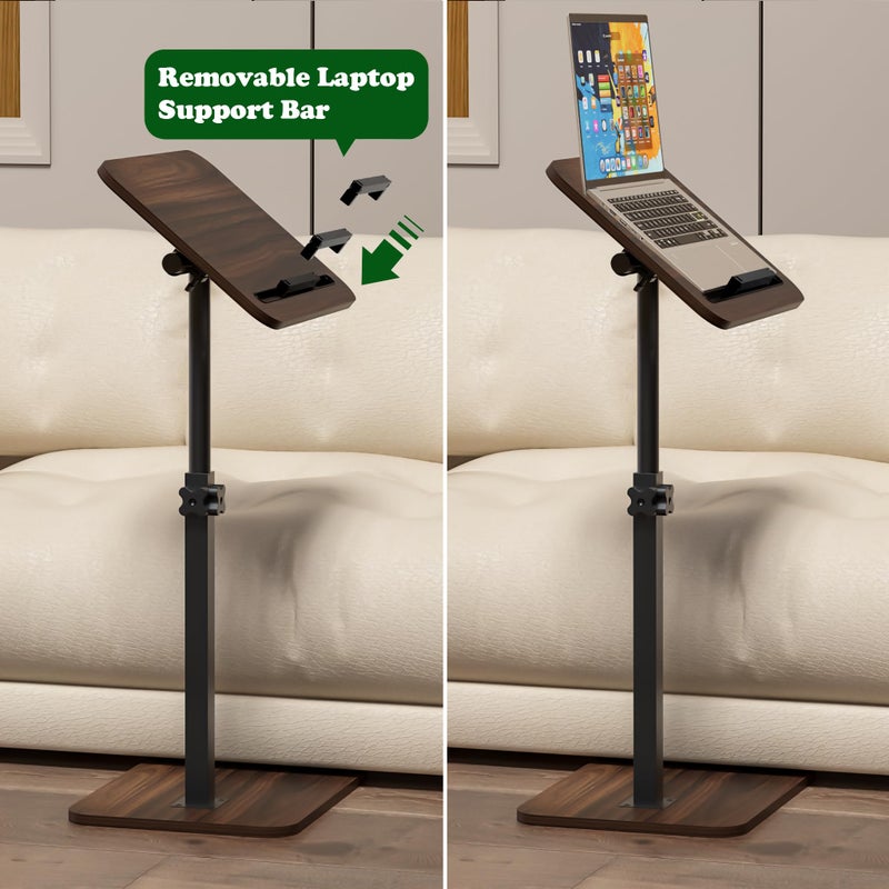 promitop Side Table Sofa Tray for Couch - 360Â° Swivel Adjustable Height Rotating Sofa Table C Table End Table Laptop Desk with Phone & Tablet Slot, Perfect for Eating Working Reading, Fits Small Spaces - Image 5