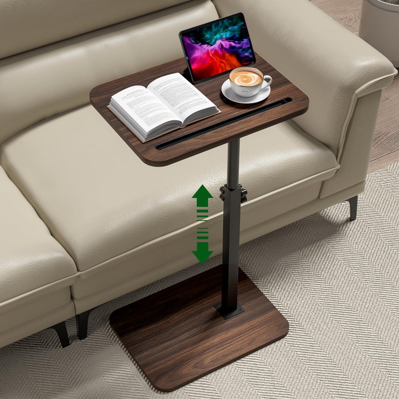 promitop Side Table Sofa Tray for Couch - 360Â° Swivel Adjustable Height Rotating Sofa Table C Table End Table Laptop Desk with Phone & Tablet Slot, Perfect for Eating Working Reading, Fits Small Spaces - Image 1