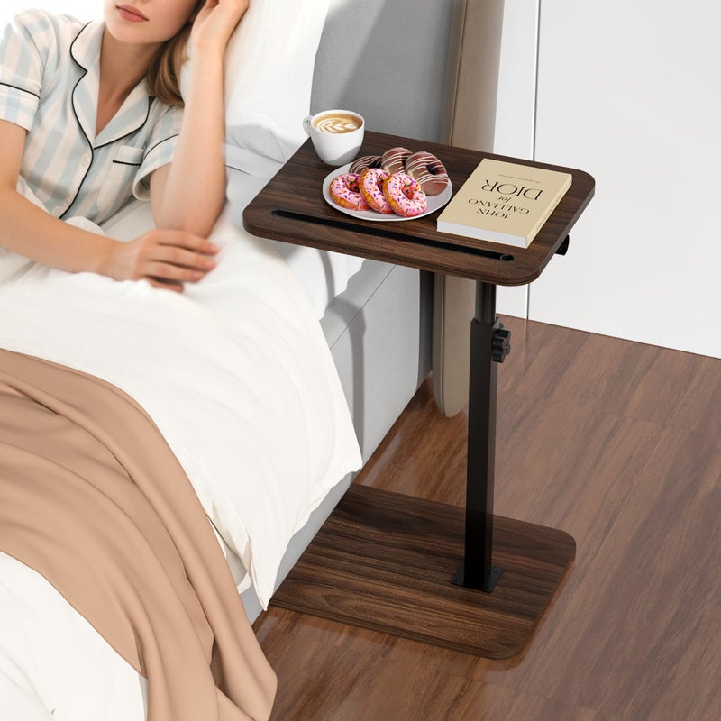promitop Side Table Sofa Tray for Couch - 360Â° Swivel Adjustable Height Rotating Sofa Table C Table End Table Laptop Desk with Phone & Tablet Slot, Perfect for Eating Working Reading, Fits Small Spaces - Image 3