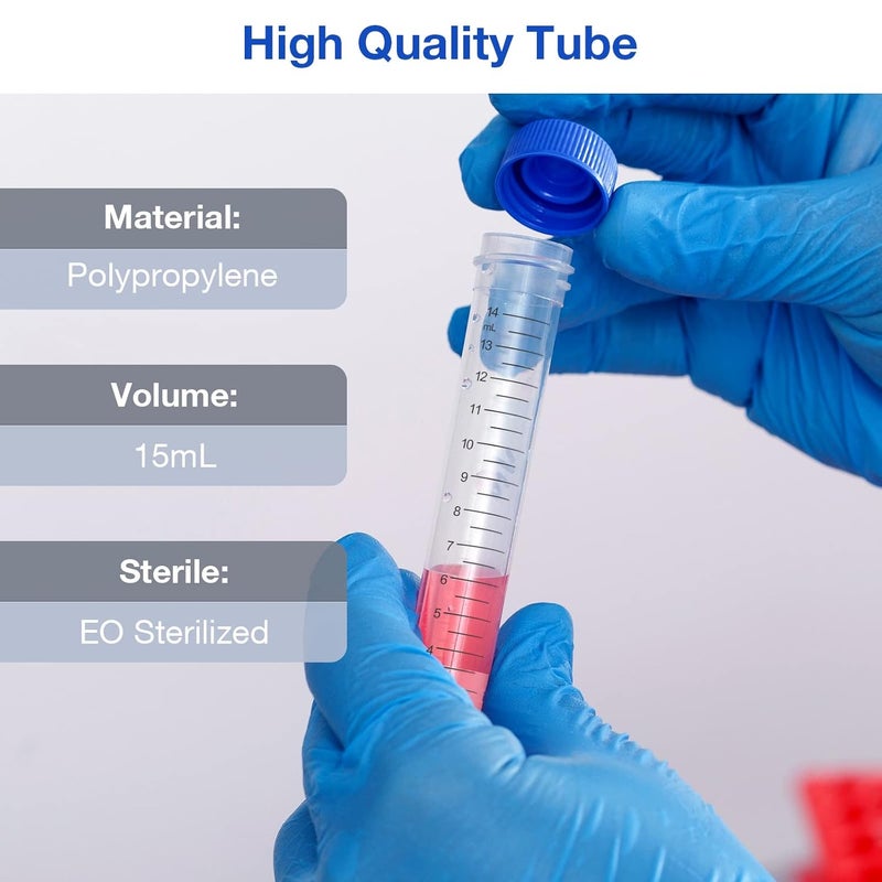 Simpure Albert's Filter 15ml Centrifuge Tubes with Screw caps, Conical Bottom Graduated Marks, Sterile PP Non- pyrogenic, DNase/RNase Free, Pack of 50rogenic, DNase/RNase Free, Pack of 50 - Image 4