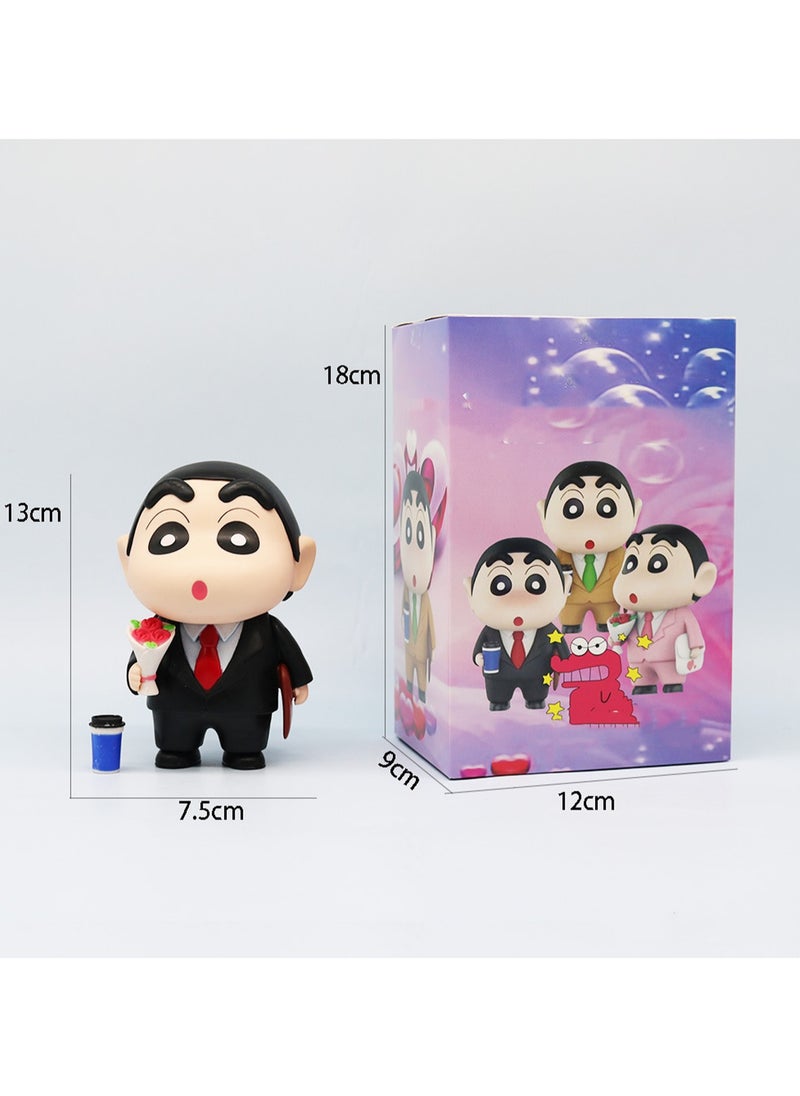 Generic - Anime Black Business Suit Crayon Shin-chan Character Figures Suitable For Ornaments And Gifts - Image 1