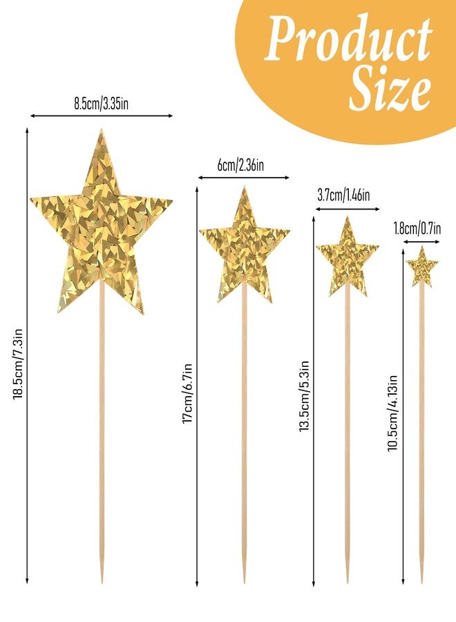 HaiFafafaing 35pcs Gold Star Cupcake Toppers Glitter Star Cake Toppers Twinkle Cupcake Picks Baby Shower Cake Decorations For Wedding Engagement Bridal Shower Birthday Party Supplies Mixed Size - Image 2