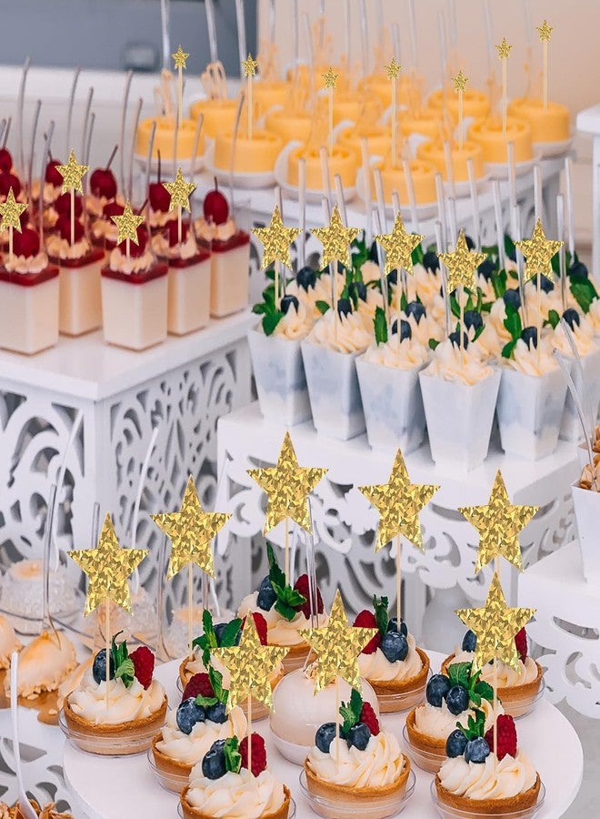 HaiFafafaing 35pcs Gold Star Cupcake Toppers Glitter Star Cake Toppers Twinkle Cupcake Picks Baby Shower Cake Decorations For Wedding Engagement Bridal Shower Birthday Party Supplies Mixed Size - Image 3