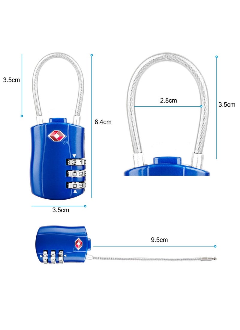 Excefore - TSA Luggage Locks, TSA Approved Luggage Lock 3-Digit Re-settable Combination Lock, Code Lock for Travel Suitcase Luggage Bag Lockers (2PCS Blue) [ Zinc Alloy Version] - Image 1