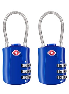 TSA Luggage Locks, TSA Approved Luggage Lock 3-Digit Re-settable Combination Lock, Code Lock for Travel Suitcase Luggage Bag Lockers (2PCS Blue) [ Zinc Alloy Version]