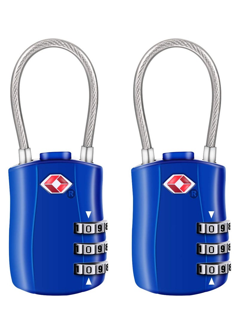 Excefore - TSA Luggage Locks, TSA Approved Luggage Lock 3-Digit Re-settable Combination Lock, Code Lock for Travel Suitcase Luggage Bag Lockers (2PCS Blue) [ Zinc Alloy Version] - Image 1