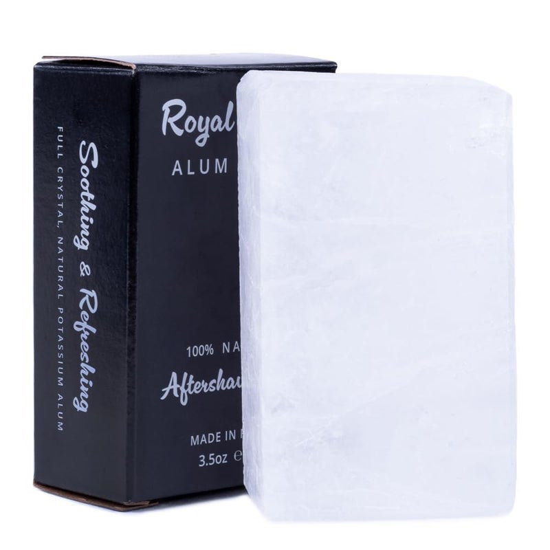 Royal Shave كتلة الألمنيوم الطبيعية 100%، حجر مهدئ للبشرة بعد الحلاقة، يخفف من حروق الحلاقة ويعالج الجروح العرضية (3.5 أونصة) مصنوع في فرنسا - Image 1