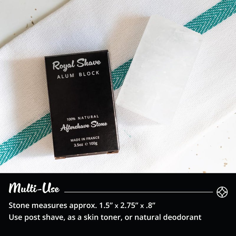 Royal Shave كتلة الألمنيوم الطبيعية 100%، حجر مهدئ للبشرة بعد الحلاقة، يخفف من حروق الحلاقة ويعالج الجروح العرضية (3.5 أونصة) مصنوع في فرنسا - Image 4