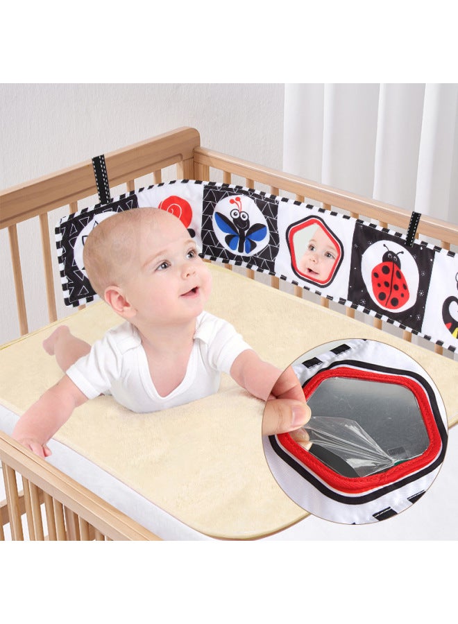 Baby Early Education English Palm Cloth Book Children's Visual Training Tear Not To Rip With Sounding Paper BB Hah-ha Mirror-Color:115-82 Double-sided Square Scarf + Ringing Paper Bag + Bb Call + Haha Mirror + Teether + Sling 49g Bag-Specifications:Our Supports Labeling And Has Qualification Reports  - Image 5