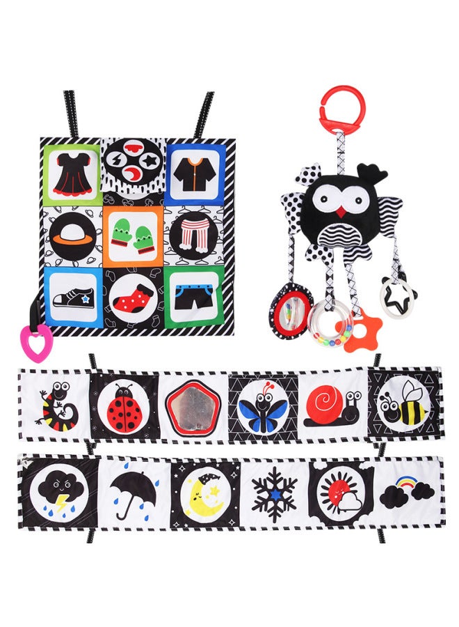 Baby Early Education English Palm Cloth Book Children's Visual Training Tear Not To Rip With Sounding Paper BB Hah-ha Mirror-Color:115-82 Double-sided Square Scarf + Ringing Paper Bag + Bb Call + Haha Mirror + Teether + Sling 49g Bag-Specifications:Our Supports Labeling And Has Qualification Reports  - Image 4