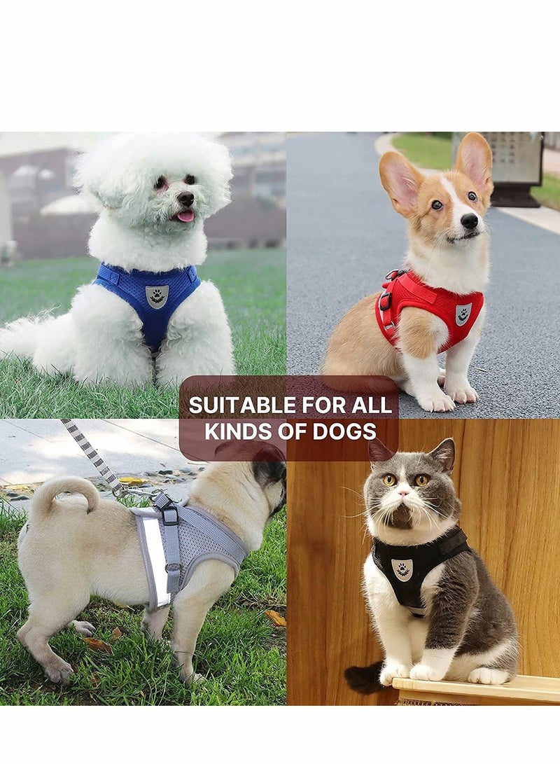Pet Puppy And Cat Walking Harness And Leash Set, All-Weather Breathable Mesh With Reflective Strips, Suitable For Small Dogs, Cats, Kittens, Rabbits And Puppy Harnesses (Black, XS)