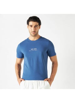 Iconic Iconic Slogan Print Crew Neck T-shirt with Short Sleeves  - Image 1