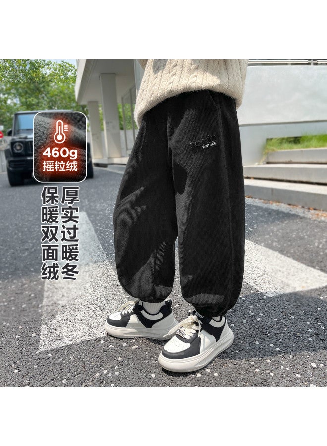Zuoxi Boys' Pants Kids Corduroy Casual Trousers Trendy Loose-fit Cuffed Pants Large Size Children's Sportswear Outdoor Wear - Image 2