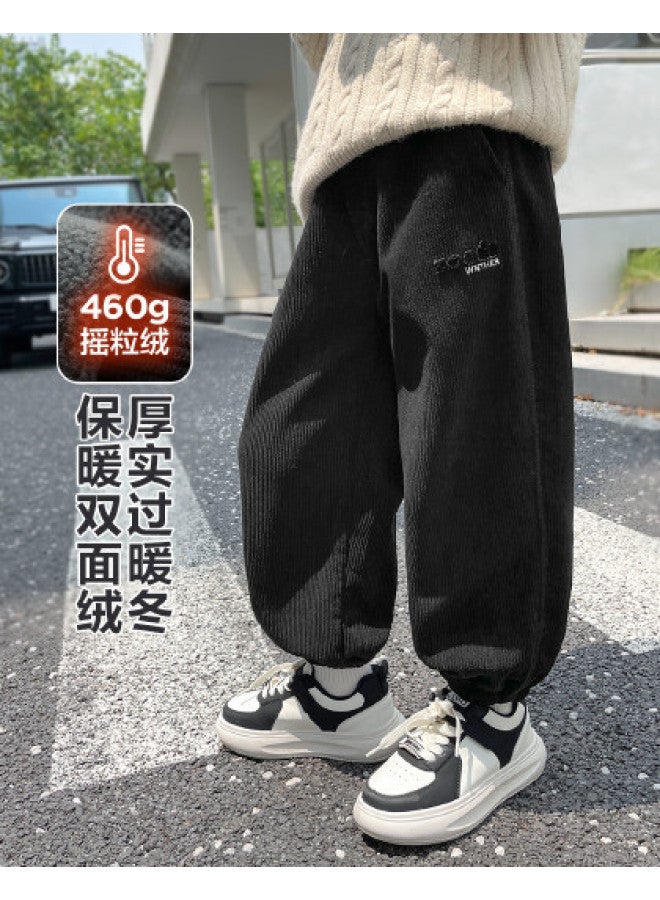 Zuoxi Boys' Pants Kids Corduroy Casual Trousers Trendy Loose-fit Cuffed Pants Large Size Children's Sportswear Outdoor Wear - Image 1