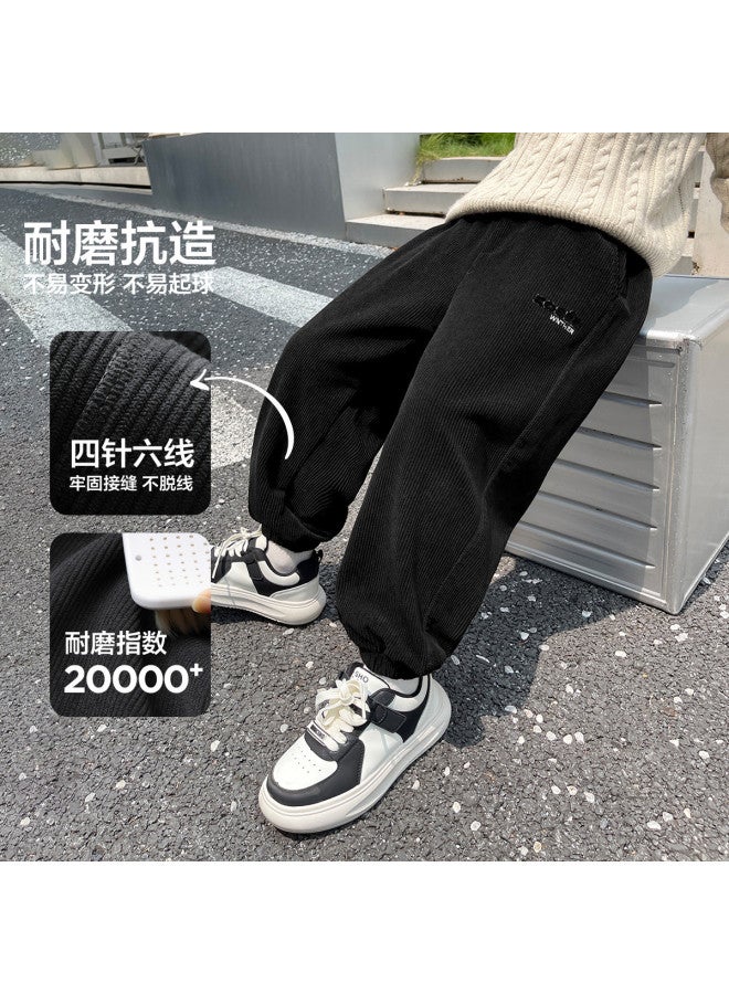 Zuoxi Boys' Pants Kids Corduroy Casual Trousers Trendy Loose-fit Cuffed Pants Large Size Children's Sportswear Outdoor Wear - Image 3