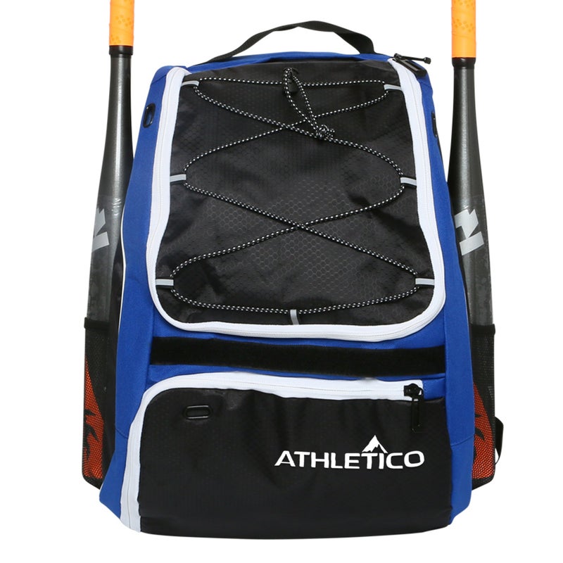 Athletico Baseball Bat Bag - Backpack for Baseball, T-Ball & Softball Equipment & Gear for Youth and Adults | Holds Bat, Helmet, Glove, & Shoes | Separate Shoe Compartment & Fence Hook (Blue) - Image 1