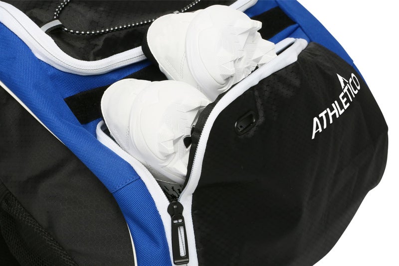 Athletico Baseball Bat Bag - Backpack for Baseball, T-Ball & Softball Equipment & Gear for Youth and Adults | Holds Bat, Helmet, Glove, & Shoes | Separate Shoe Compartment & Fence Hook (Blue) - Image 5