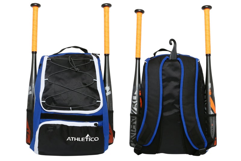 Athletico Baseball Bat Bag - Backpack for Baseball, T-Ball & Softball Equipment & Gear for Youth and Adults | Holds Bat, Helmet, Glove, & Shoes | Separate Shoe Compartment & Fence Hook (Blue) - Image 4