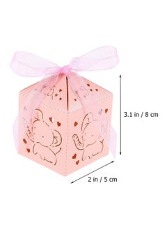 Y&D Elephant Candy Box Hollow Out Cartoon Animal Pattern Sweets Snack Chocolate Paper with Ribbon Table Centerpiece Decor for Birthday Baby Shower Pink(50pcs)  - Image 2