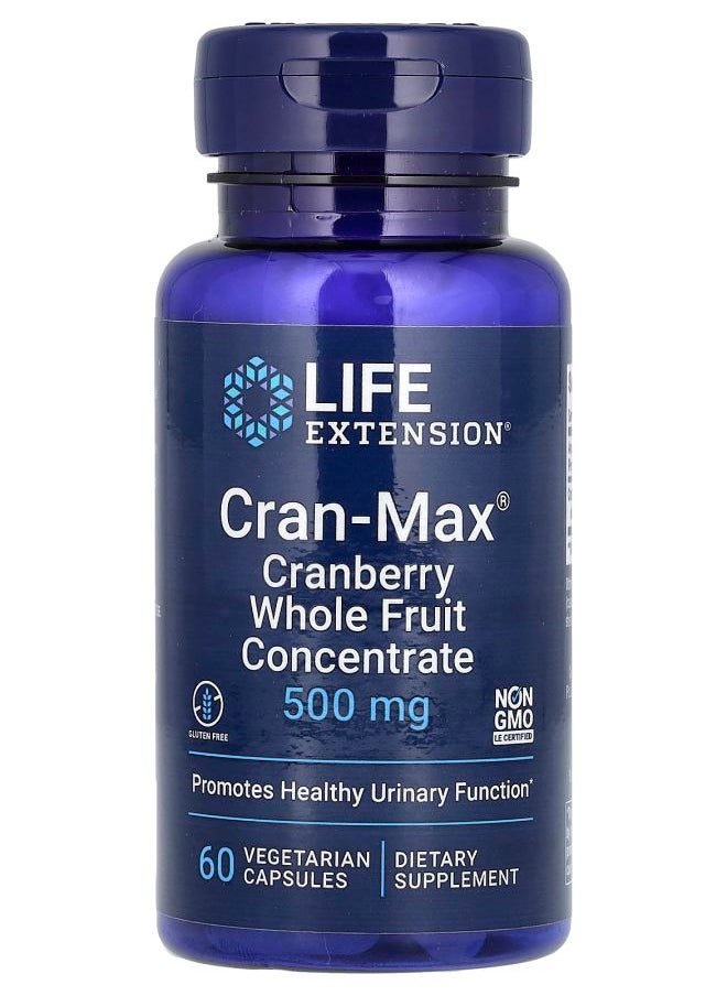 Life Extension Cran-Max Cranberry Whole Fruit Concentrate 500 mg 60 Vegetarian Capsules 