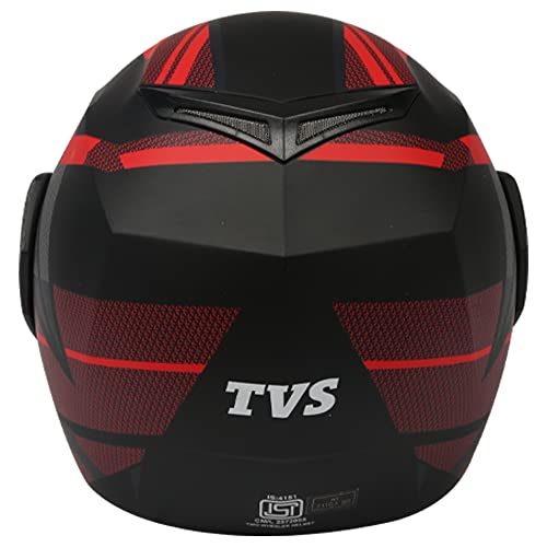 TVS ISI DOT Certified Flip-up Helmet with Clear Visor, Matt Finish, Size Large, Red Colour for Men and Women - Image 5