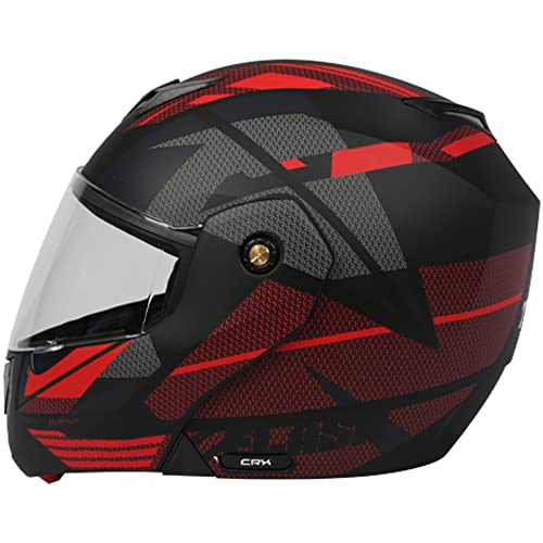 TVS ISI DOT Certified Flip-up Helmet with Clear Visor, Matt Finish, Size Large, Red Colour for Men and Women - Image 4
