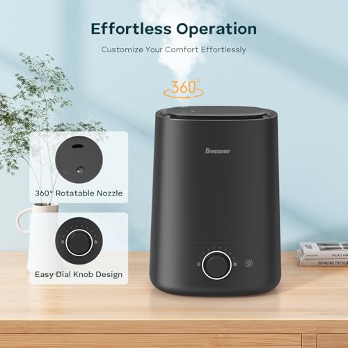 BREEZOME 5L Humidifiers for Bedroom, Ultrasonic Cool Mist Top Fill Humidifier & Essential Oil Diffuser, 360°Nozzle, Auto Shut-off, 50H Runtime, Quiet Humidifiers for Large Room, Baby Nursery, Plants - Image 3