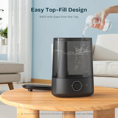 BREEZOME 5L Humidifiers for Bedroom, Ultrasonic Cool Mist Top Fill Humidifier & Essential Oil Diffuser, 360°Nozzle, Auto Shut-off, 50H Runtime, Quiet Humidifiers for Large Room, Baby Nursery, Plants - Image 5