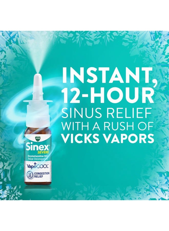 Vicks Sinex SEVERE Nasal Spray with VapoCOOL, Soothing Vicks Vapors, Decongestant Medicine, Relief from Stuffy Nose due to Cold or Allergy, & Nasal Congestion, Sinus Pressure Relief, 265 Sprays  - Image 3