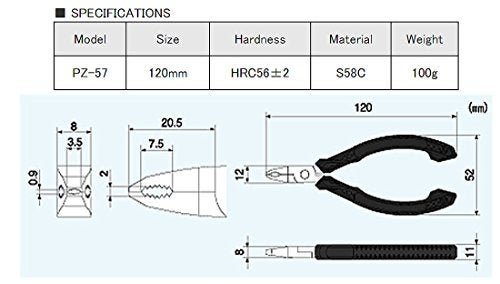 Engineer كماشة استخراج البراغي ENGINEER M2 - لإزالة البراغي الصغيرة المتآكلة، المكسورة، أو الصدئة بقطر 0.08-0.1 بوصة (2-3.5 مم)، آمنة ضد الكهرباء الساكنة، مصنوعة في اليابان PZ-57 - Image 3