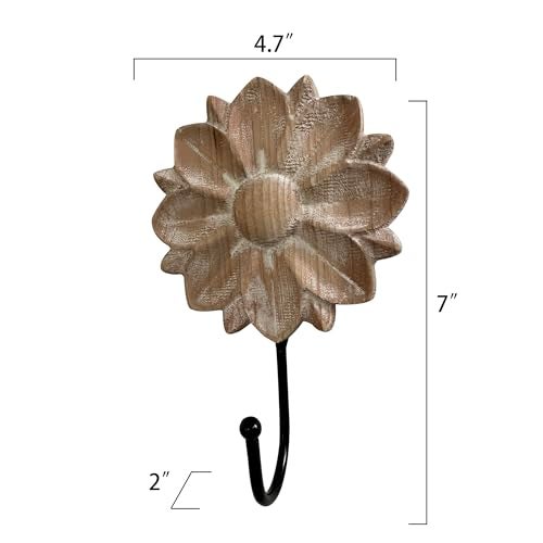 dwellington Flower Towel Hooks Decorative Hooks Hanger for Hanging Clothes, Keys, Towels - Decorative Wall Mount Hook Command Single Rack for Entryway, Bathroom, Kitchen - Image 5