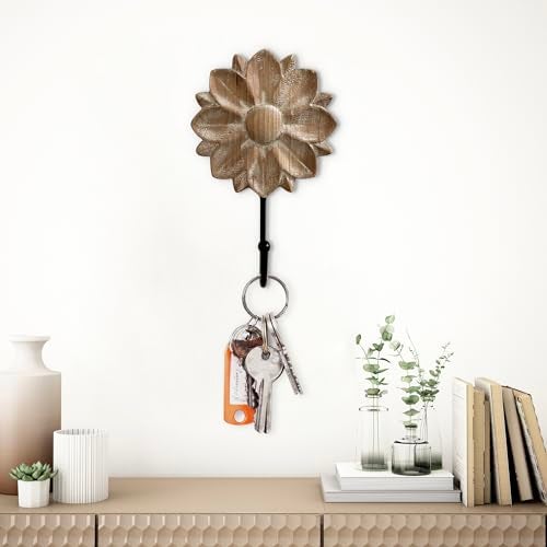dwellington Flower Towel Hooks Decorative Hooks Hanger for Hanging Clothes, Keys, Towels - Decorative Wall Mount Hook Command Single Rack for Entryway, Bathroom, Kitchen - Image 3