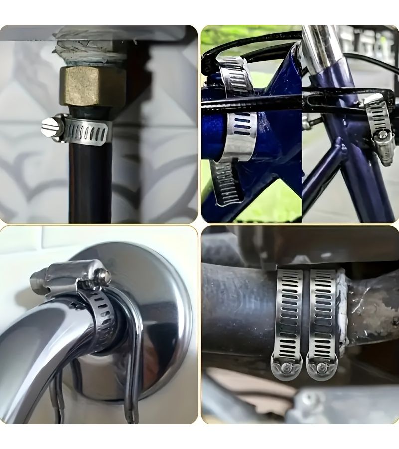 12pcs Stainless Steel Hose Clamps 8-12mm Adjustable Durable For Household Automotive Industrial Use - Image 2