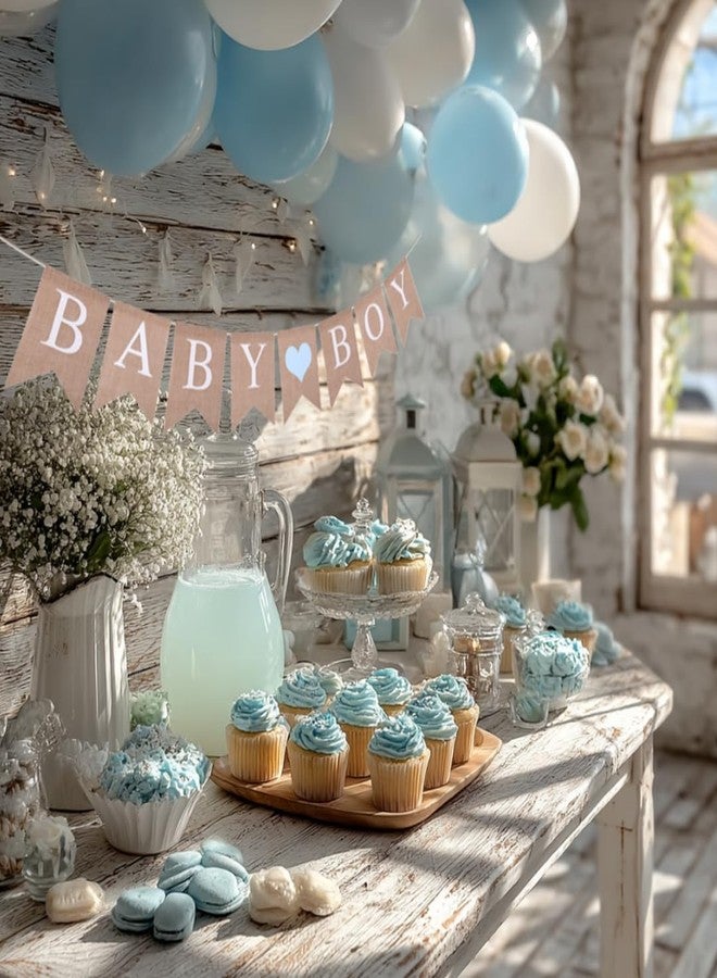 Doczen Baby Boy Burlap Banner with Light Blue Heart, Baby Shower and Gender Reveal Party Decorations - Image 4