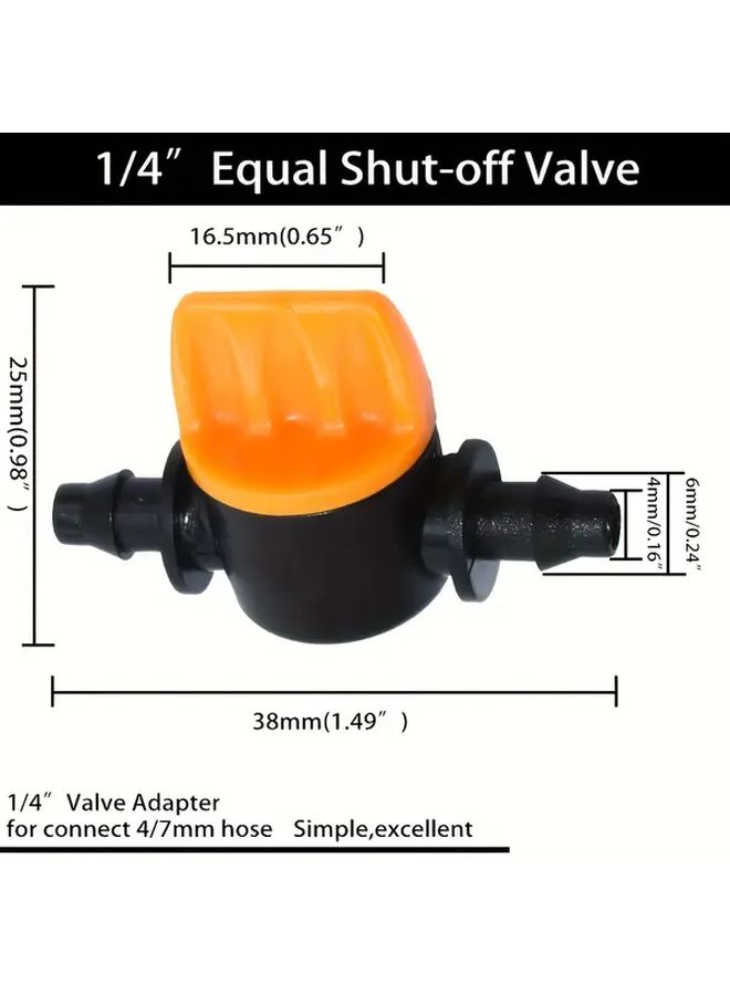6pcs 1 4 Inch Drip Irrigation Shutoff Valve Black Plastic With Orange Handle For Water Flow Control In Gardens And Farms - Image 3