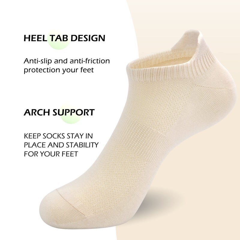 SERISIMPLE Women Ultra Thin Socks Viscose Bamboo Low Cut No Show Ventilating Low Ankle Anti Odor Arch Support Mesh Socks 5 Pairs (s, Assorted4) - Image 2