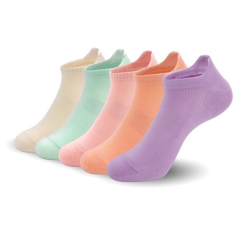 SERISIMPLE Women Ultra Thin Socks Viscose Bamboo Low Cut No Show Ventilating Low Ankle Anti Odor Arch Support Mesh Socks 5 Pairs (s, Assorted4) - Image 1