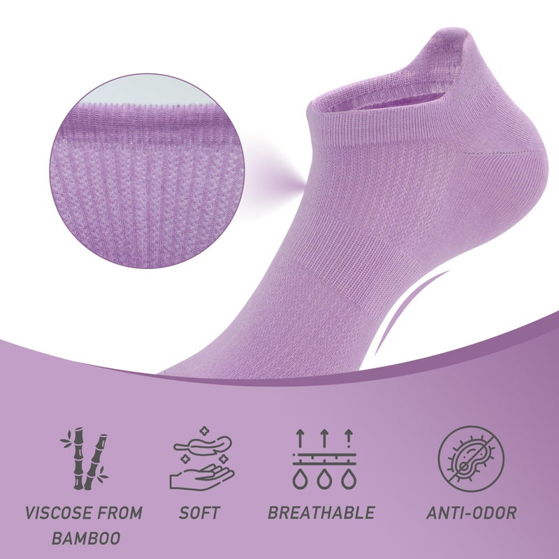 SERISIMPLE Women Ultra Thin Socks Viscose Bamboo Low Cut No Show Ventilating Low Ankle Anti Odor Arch Support Mesh Socks 5 Pairs (s, Assorted4) - Image 3