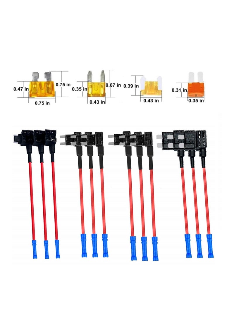 4 Types 12V Add A Circuit Adapter And Fuse Kit Fuse Tap Fuse Holder With Mini Low Profile Tap Dapter For Cars Trucks Boats 12 Pack - Image 4