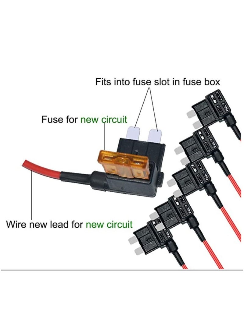 4 Types 12V Add A Circuit Adapter And Fuse Kit Fuse Tap Fuse Holder With Mini Low Profile Tap Dapter For Cars Trucks Boats 12 Pack - Image 3