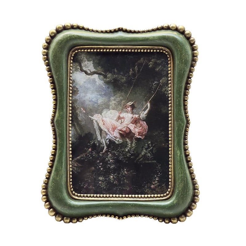 YULINK 4x6 Vintage Picture Frame, Antique Green Ornate Photo Frame, for Tabletop and Wall Display, Decorative Retro Home Decor, Old Fashioned Photo Gallery Art - Image 1