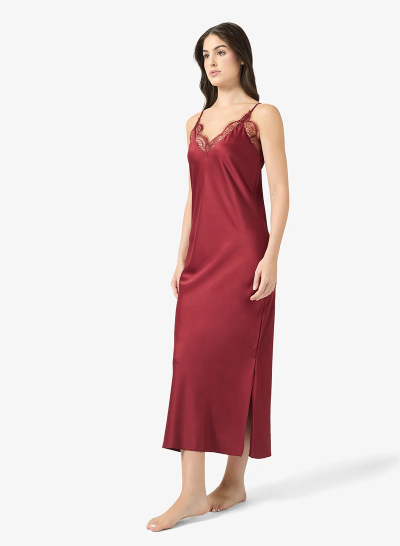 hunkemoller  Sd Satin Lace Long Nighties for Women | Best Price UAE