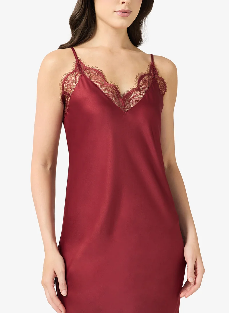 hunkemoller  Sd Satin Lace Long Nighties for Women | Best Price UAE