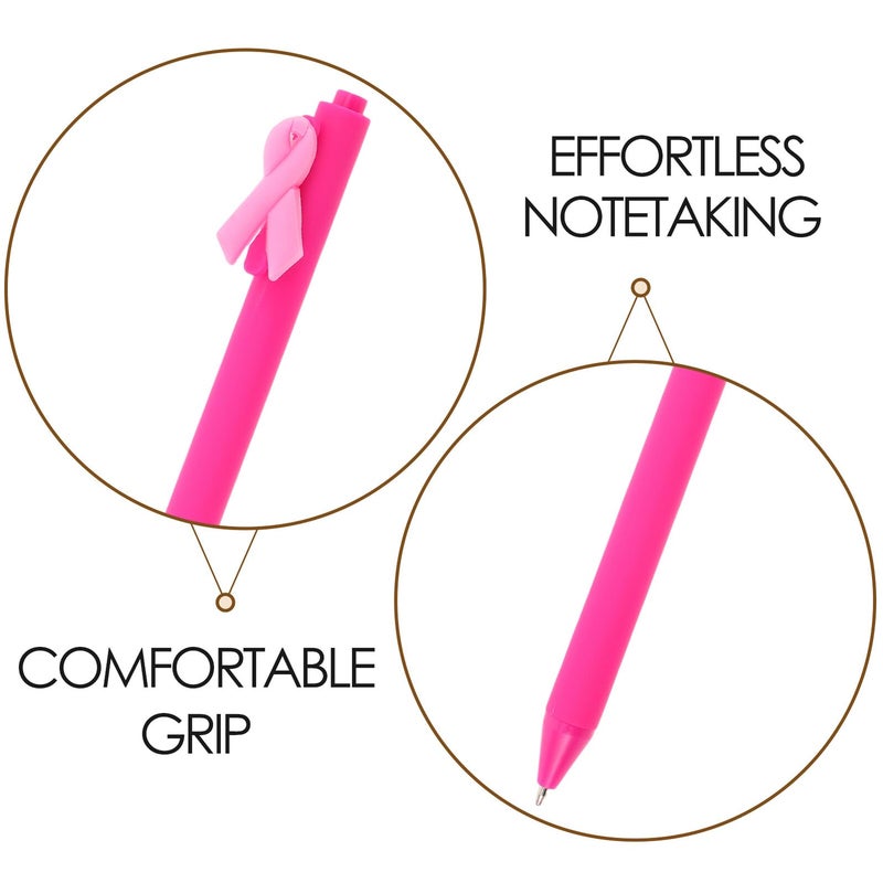 Pink Ribbon Ballpoint Pens 5 Pack Smooth Writing For Charity Fundraising - Image 4