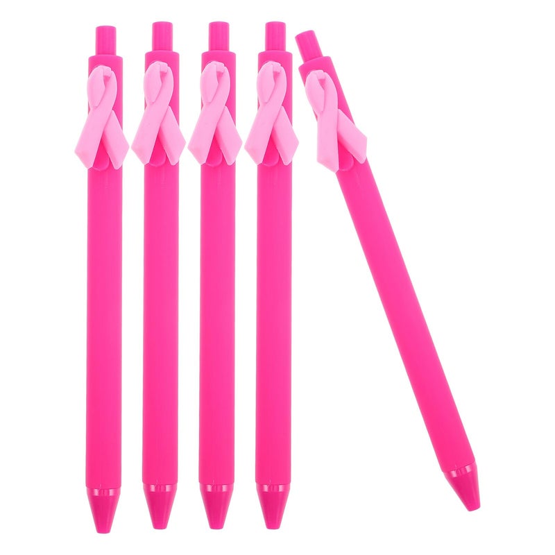 Pink Ribbon Ballpoint Pens 5 Pack Smooth Writing For Charity Fundraising - Image 2