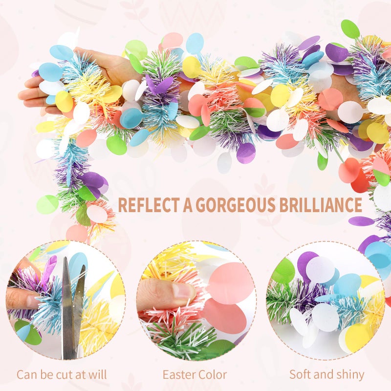 MARFOREVER 3 Pcs 19.7 Feet Easter Garland Decorations Easter Metallic Tinsel Twist Garland Spring Hanging Garland Supplies for Easter Spring Holiday Party Indoor Outdoor Home Door Mantel Window Decor - Image 3