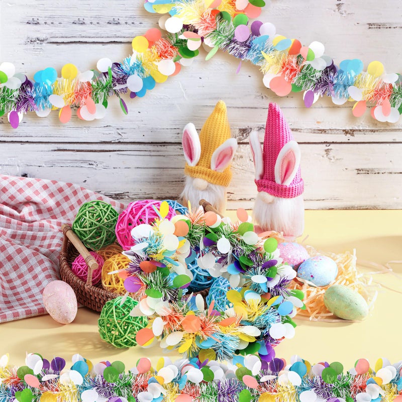 MARFOREVER 3 Pcs 19.7 Feet Easter Garland Decorations Easter Metallic Tinsel Twist Garland Spring Hanging Garland Supplies for Easter Spring Holiday Party Indoor Outdoor Home Door Mantel Window Decor - Image 2