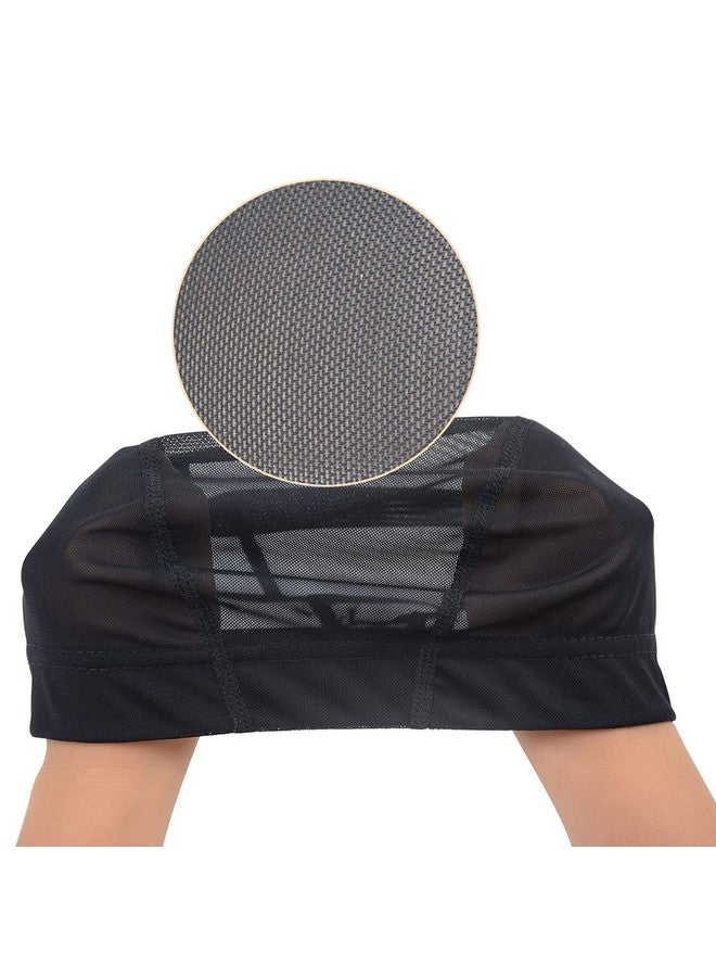 YTBYT 3 Pcs Mesh Cap Wig Caps For Making Wig Stretchy Wig Cap With Wide Elastic Band (Black Mesh Cap M) - Image 3
