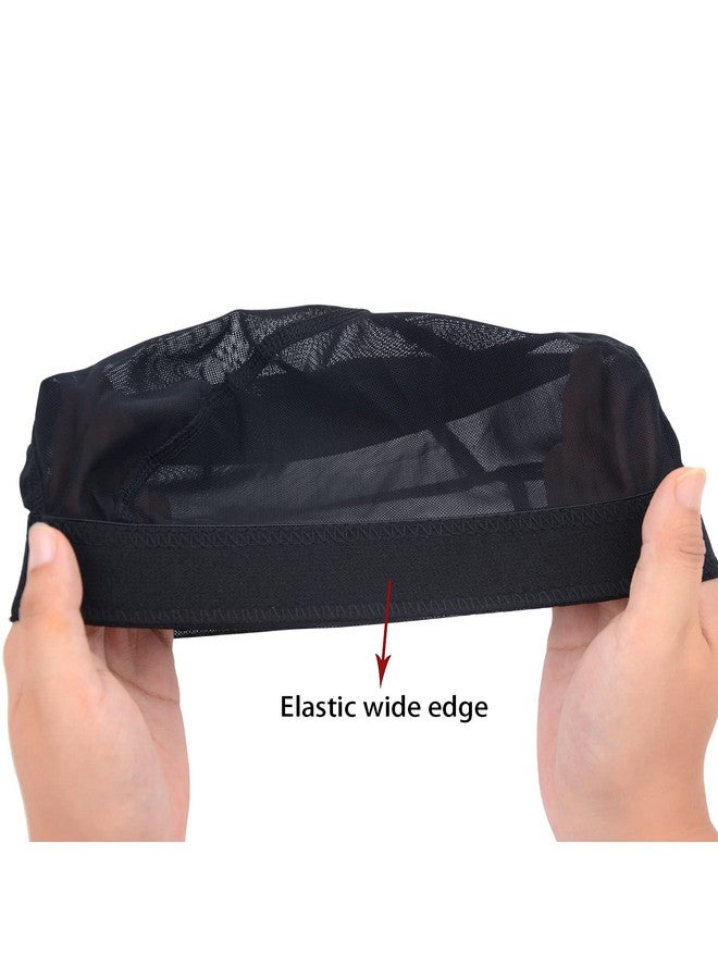 YTBYT 3 Pcs Mesh Cap Wig Caps For Making Wig Stretchy Wig Cap With Wide Elastic Band (Black Mesh Cap M) - Image 4
