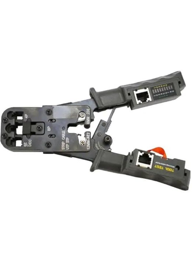 Terabyte Network Cable Crimper with LAN Tester for 4P 6P 8P Telephone Cable RJ45/RJ12/RJ11 Network Cable Pliers Ratchet Crimping Tool Modular Telecom Crimping Tool - Image 2